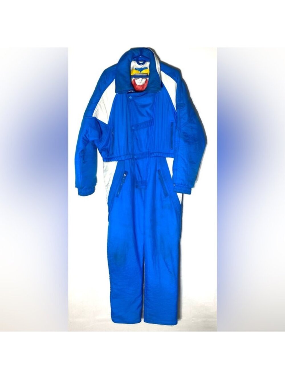 Vintage 80’s Ispo Blue White One Piece Snowsuit Ski Suit XL
